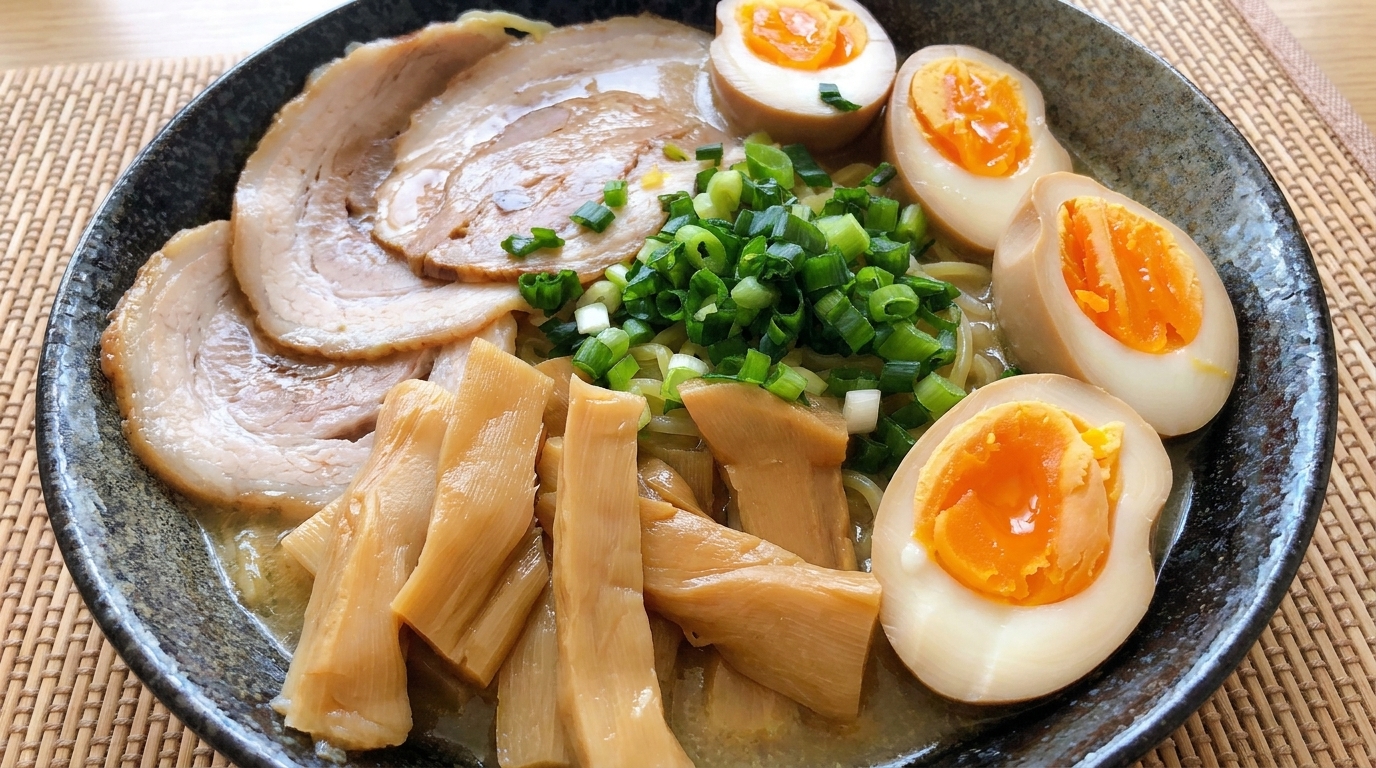 Japoński Ramen z Marynowanymi Jajkami na Miękko (Ajitsuke Tamago)