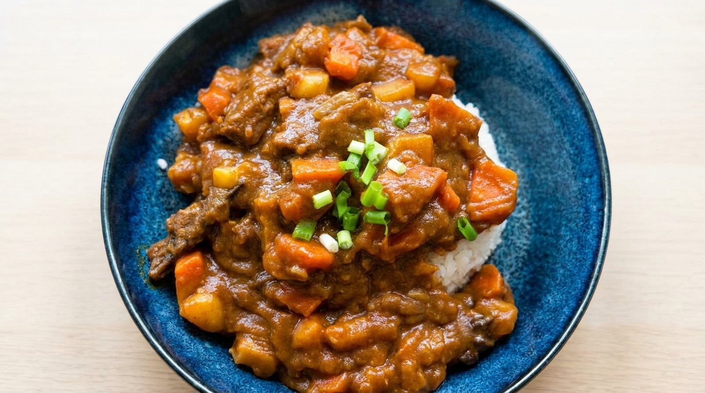 Pożywne japońskie curry wołowe z ryżem
