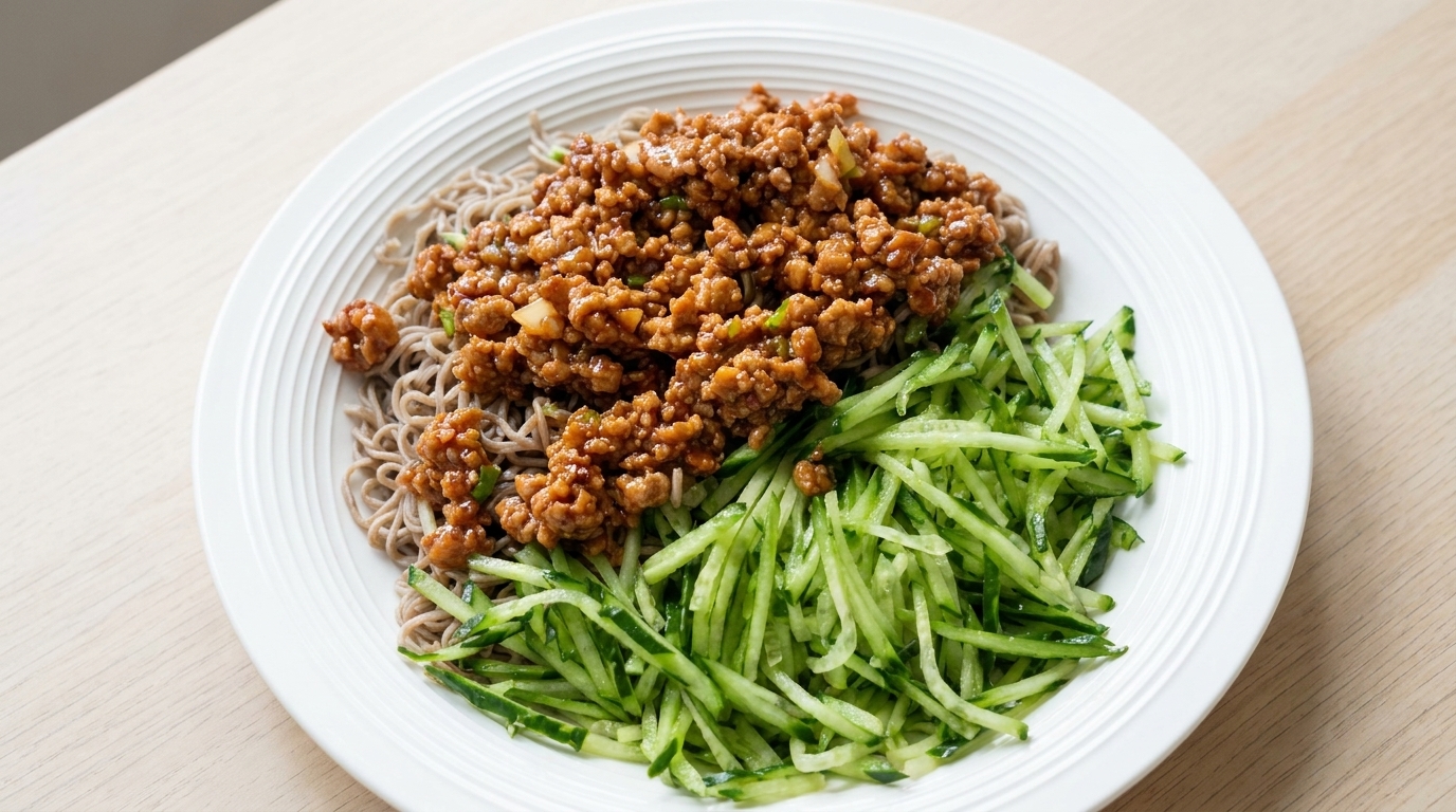 Niskokaloryczne Zha Jiang Mian (Makaron z sosem mięsnym)