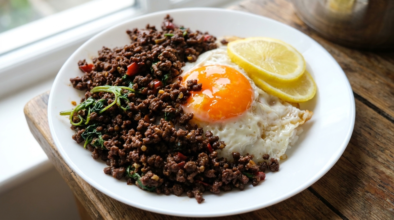 Wołowina z tajską bazylią (Pad Krapow)