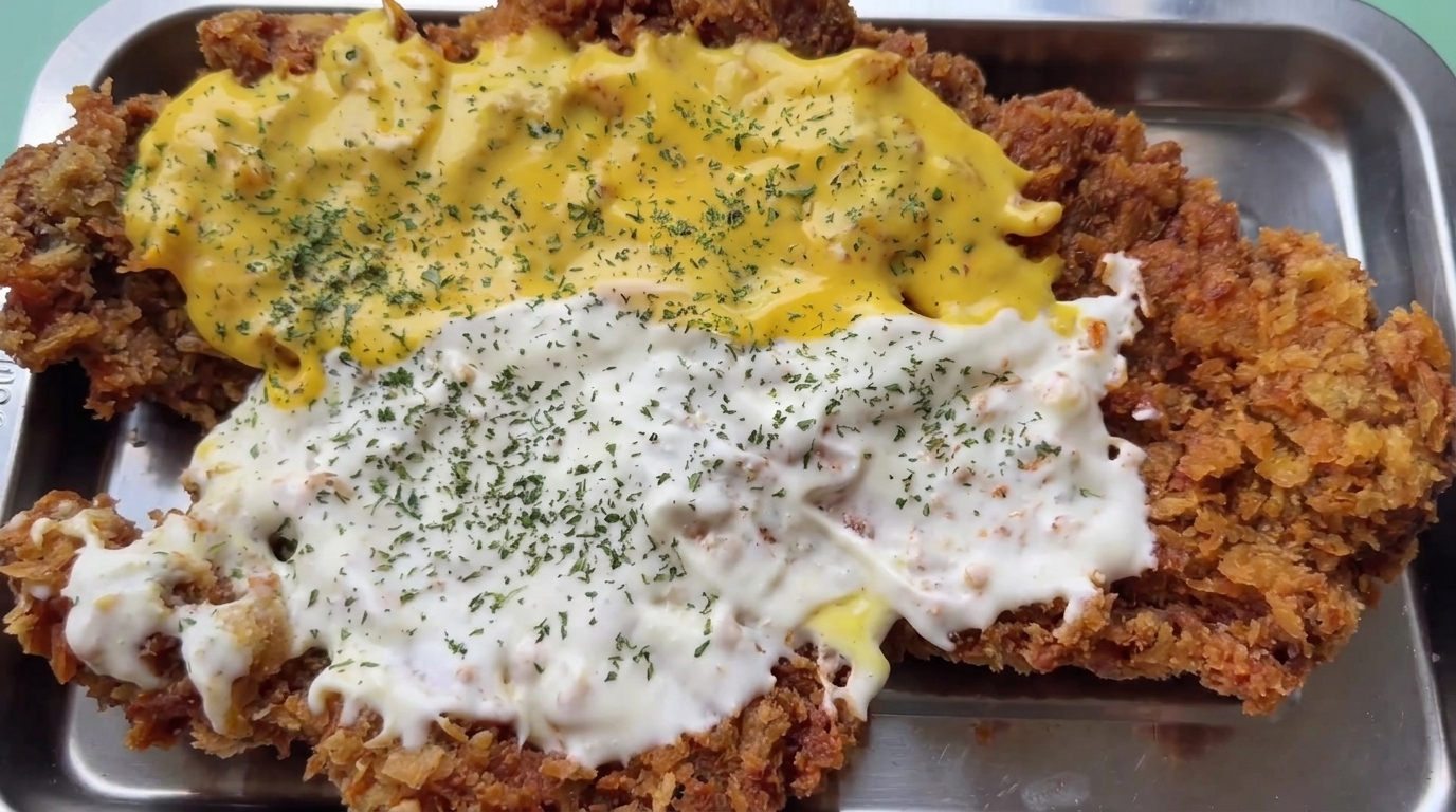 Chrupiący kotlet wołowy z podwójnym sosem