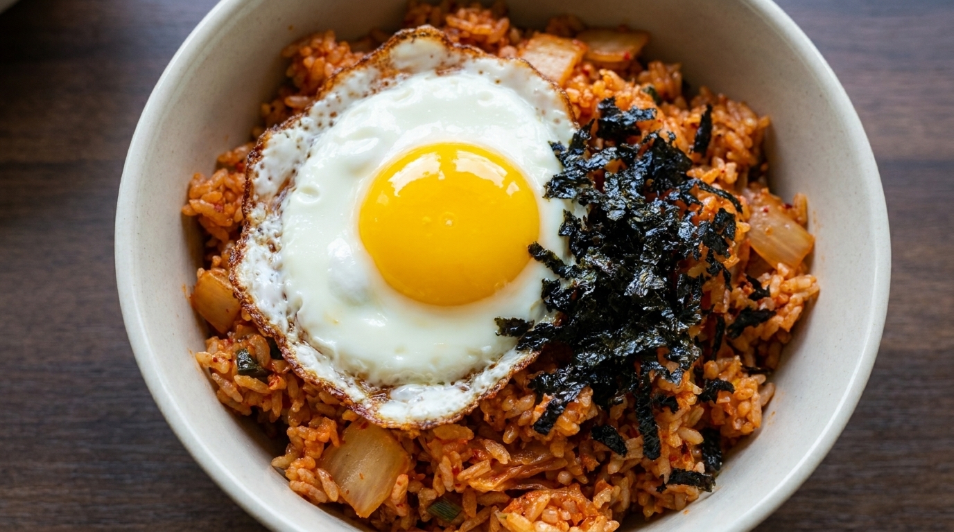 10-minutowy pikantny ryż smażony z kimchi