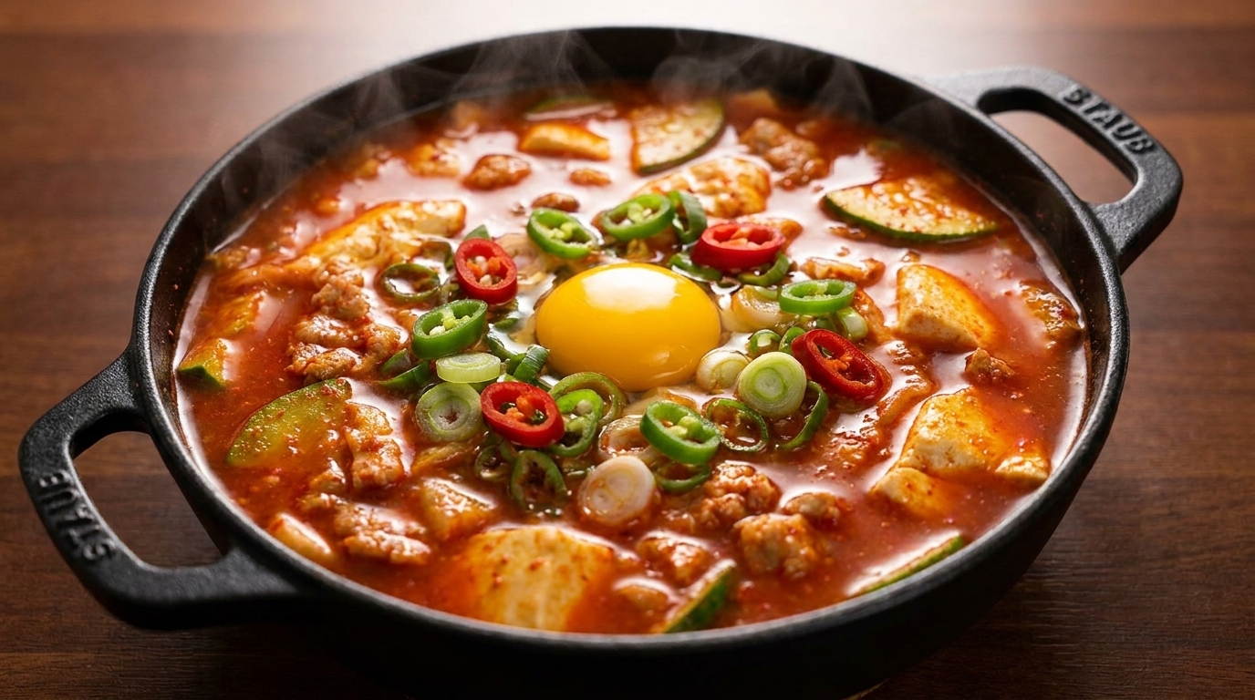 Pikantny koreański gulasz z miękkim tofu (Sundubu-jjigae)