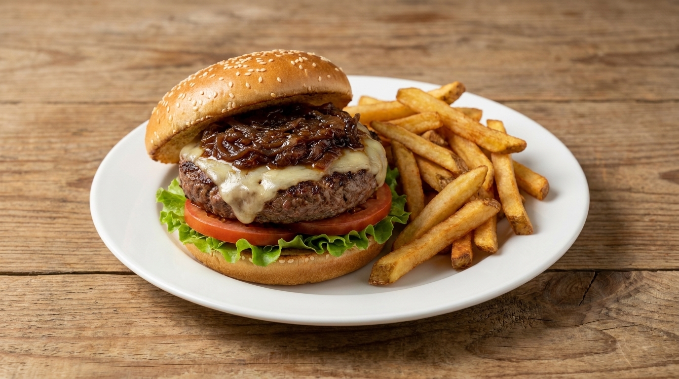 Gourmet Burger z Karmelizowaną Cebulką