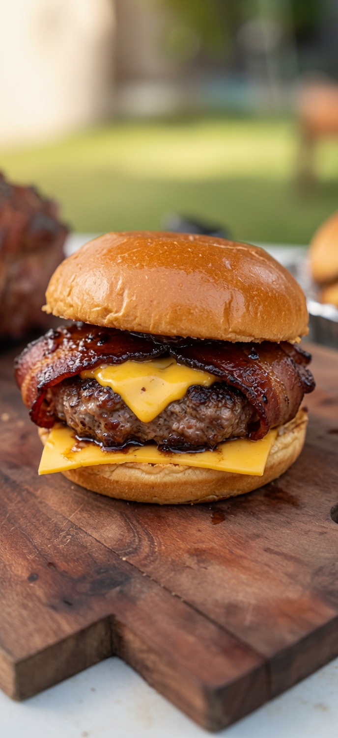 Baconowy burger z wołowiną i pieczonym szpikiem