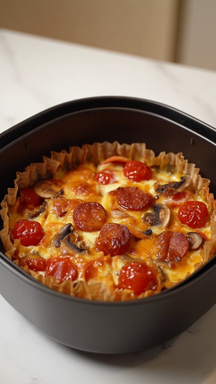 Chrupiąca pizza z sajgonek z frytkownicy beztłuszczowej