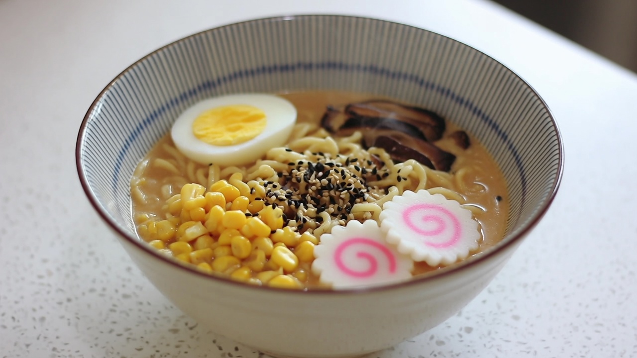 Kremowy Miso Ramen z Grzybami Shiitake i Narutomaki