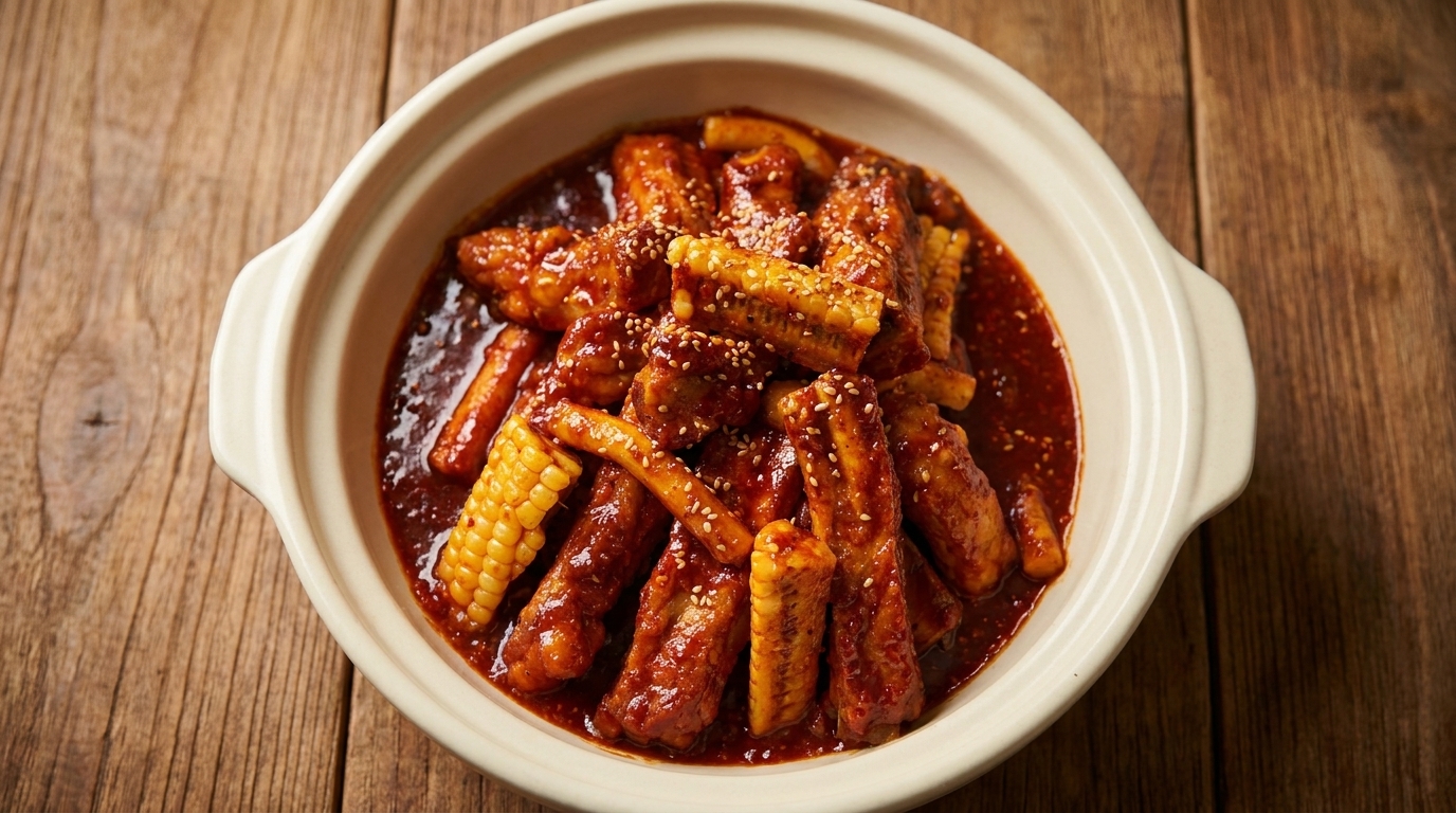 Koreańskie pikantne żeberka wieprzowe (Dwaeji Galbi-jjim)