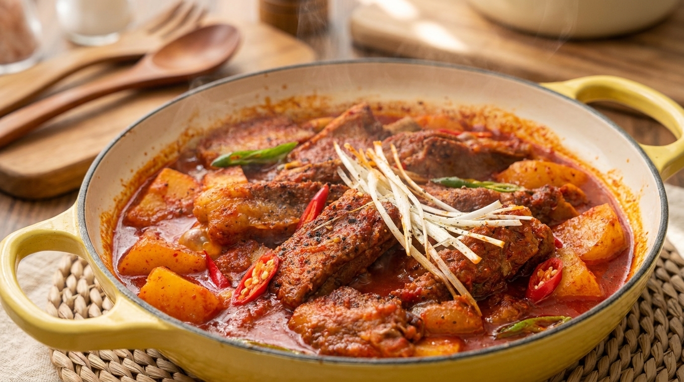 Koreańskie duszony żeberka wieprzowe (Dwaeji Galbi-jjim)