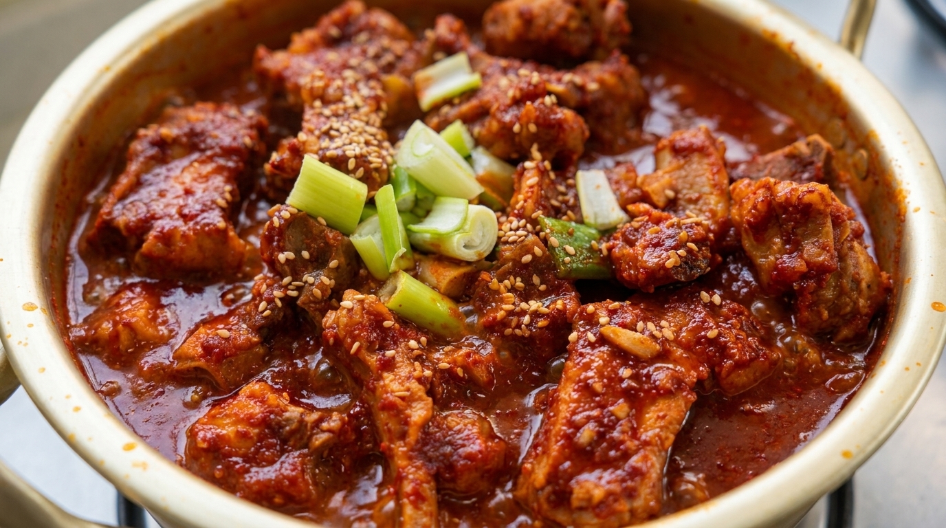 Pikantne Koreańskie Duszone Żeberka Wieprzowe (Dwaeji Galbi-jjim)