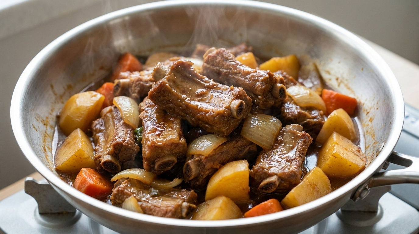 Tradycyjne koreańskie duszone żeberka wieprzowe (Dwaeji-galbi-jjim)