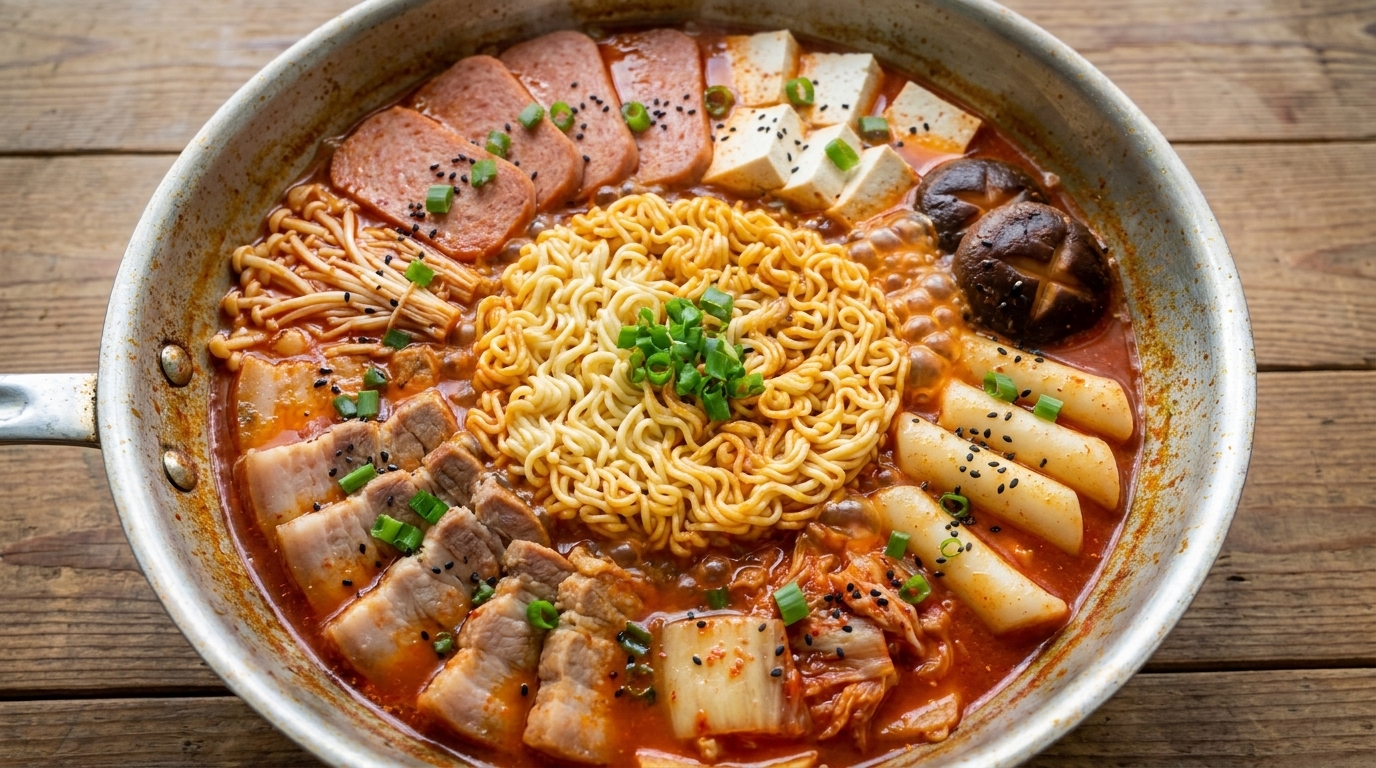 Autentyczny koreański gulasz armijny (Budae Jjigae)