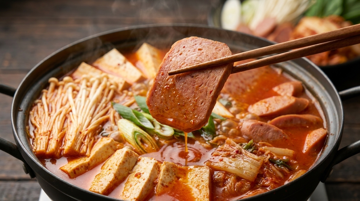 Autentyczny koreański garnek wojskowy (Budae Jjigae)
