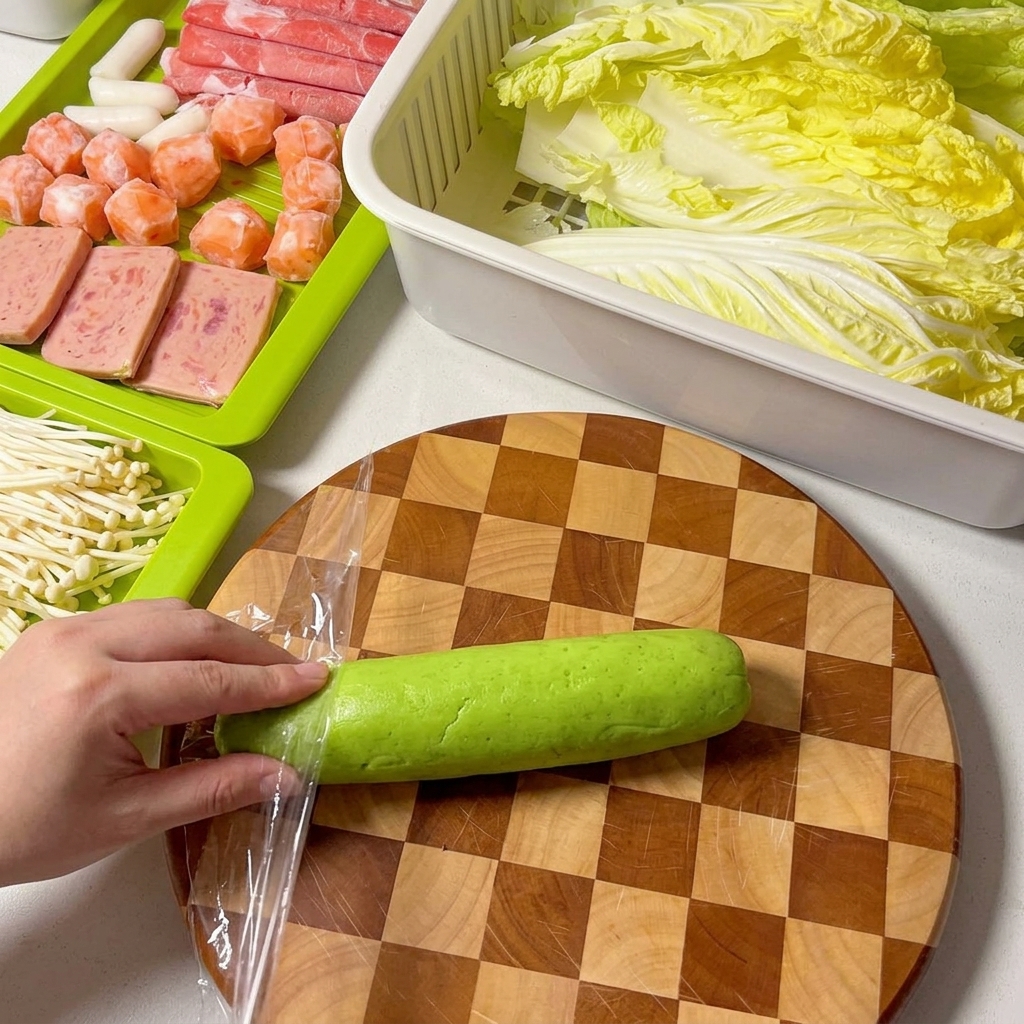 Cukinia krojona w drobną kostkę na drewnianej desce.