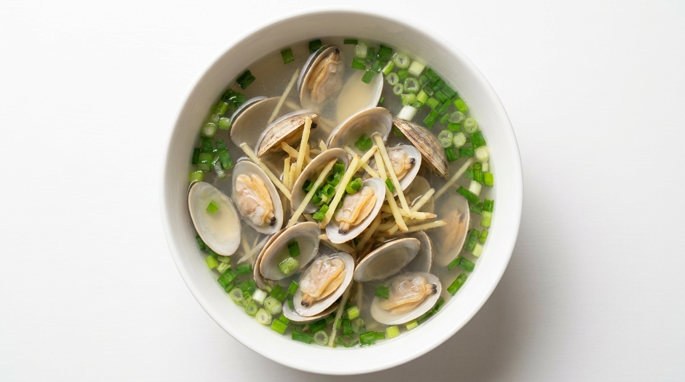 Jasna Zupa Clams z Imbirem