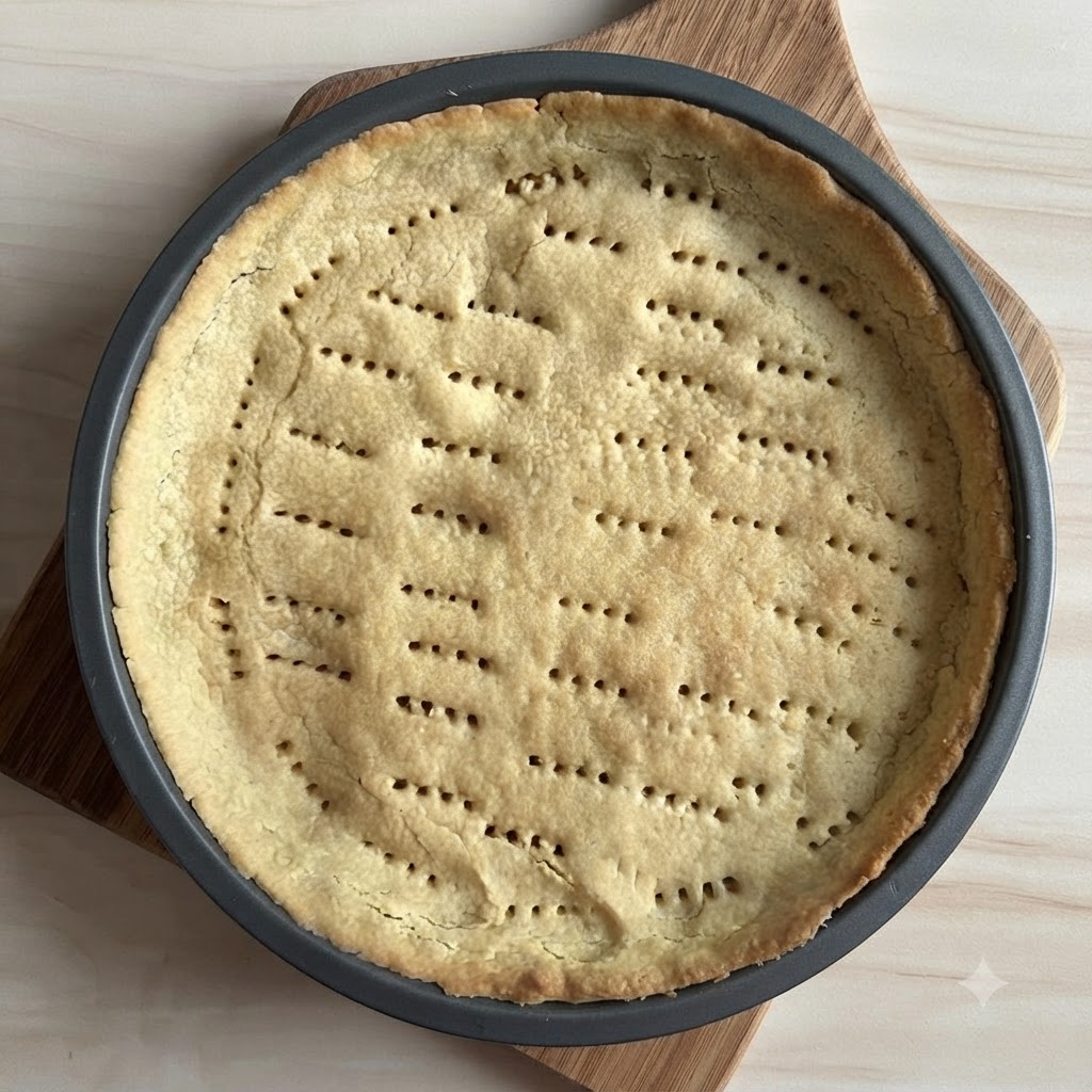 Kawałki świeżego łososia układane na spodzie tarty za pomocą szczypiec kuchennych.
