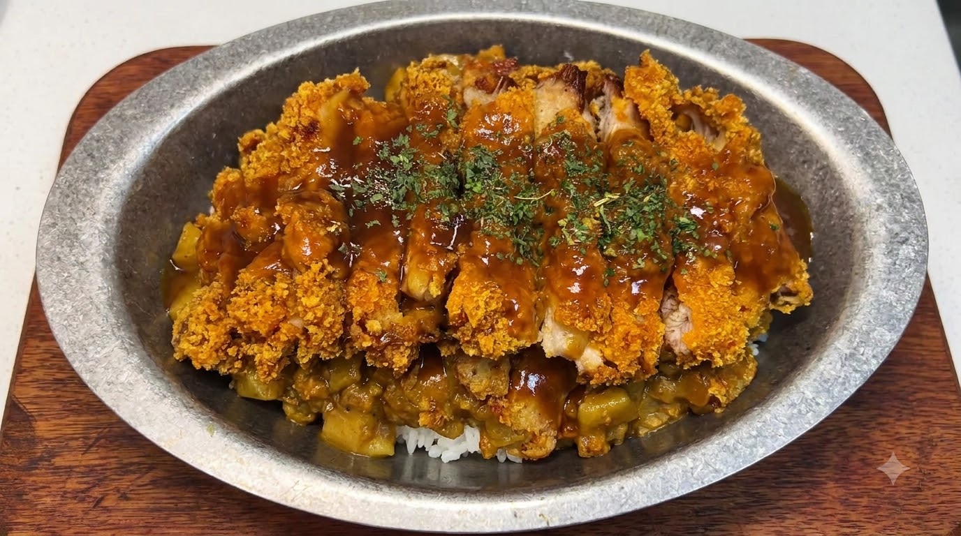 Pikantne Curry z Mięsem Mielonym i Chrupiącym Kotletem Wieprzowym