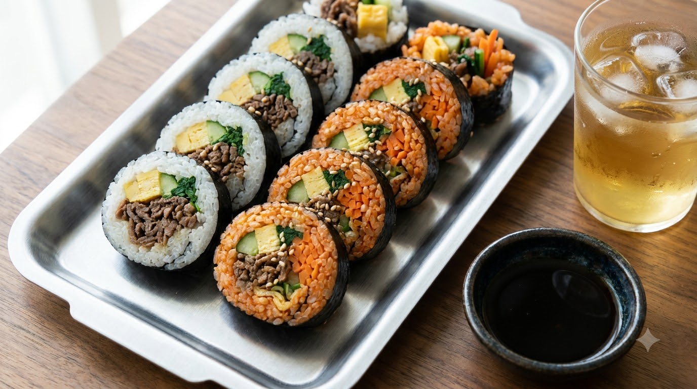 Dwutonowe Gimbap z Bulgogi i Smażonym Ryżem z Kimchi