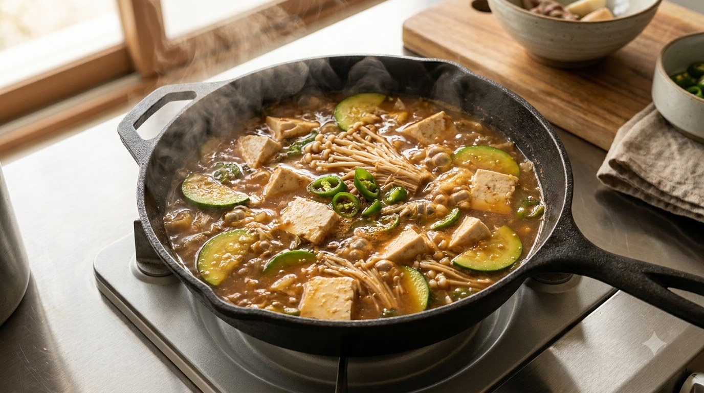 Autentyczny Koreański Gulasz z Gęstej Pasty Sojowej (Doenjang-jjigae)
