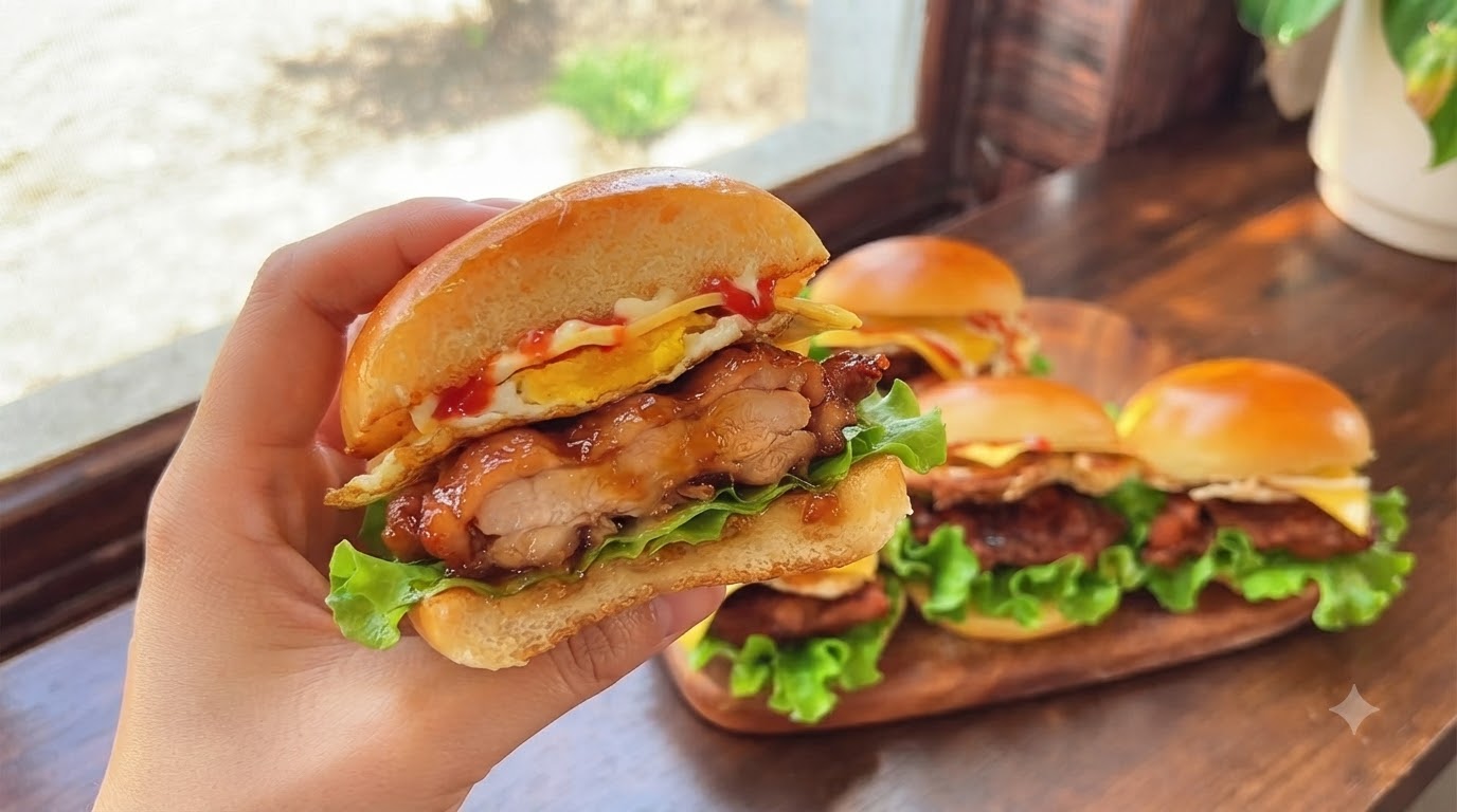 Ostateczne domowe burgery z kurczakiem teriyaki