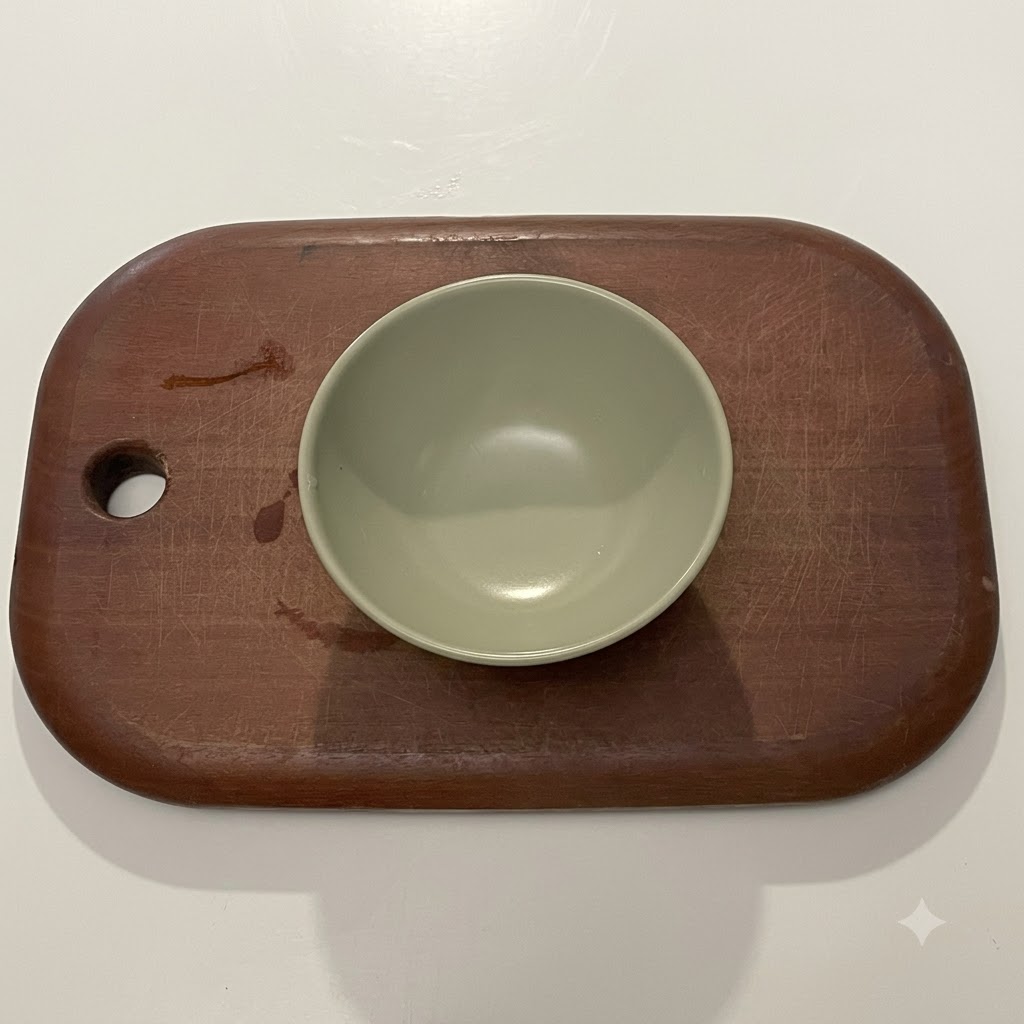 Ciemna mieszanka sosu przygotowana w małej zielonej ceramicznej miseczce.