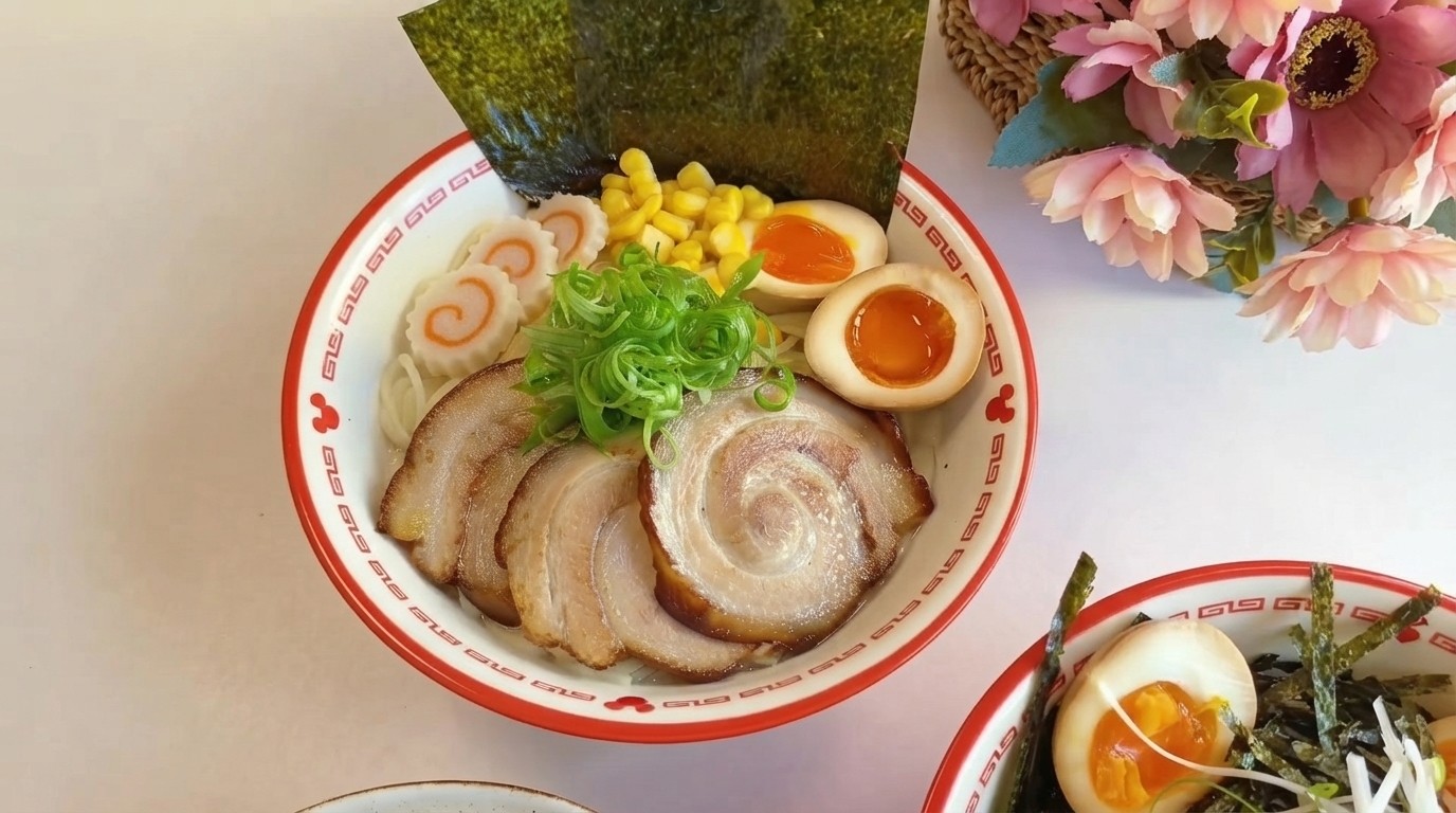 Autentyczny japoński tonkotsu ramen i chashu rice
