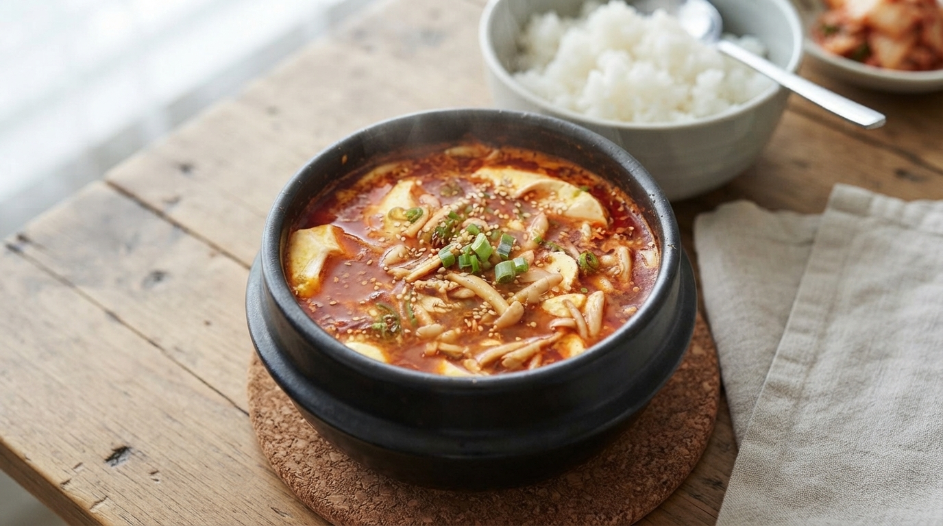 Koreańska pikantna zupa z miękkim tofu (Sundubu-jjigae)