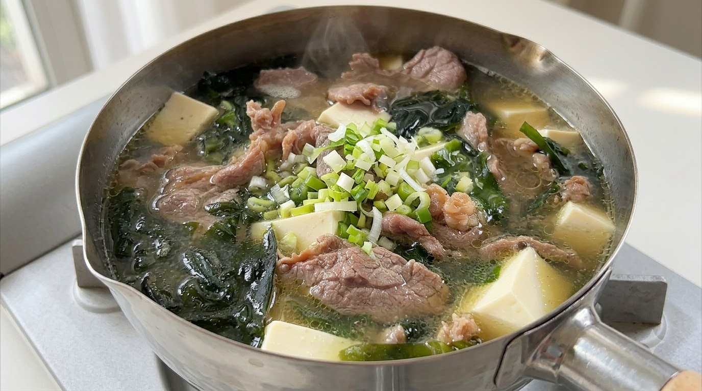 Niskokaloryczna zupa z wołowiną i tofu