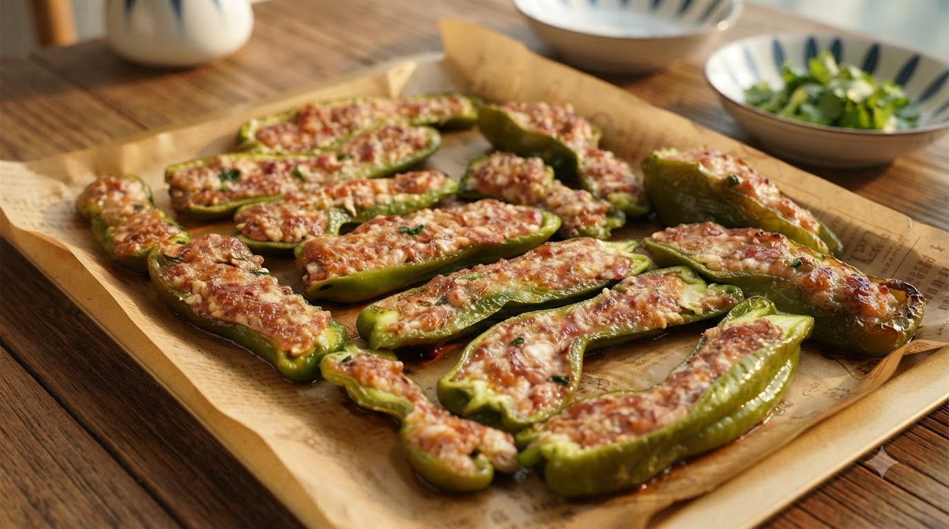 Pieczone nadziewane papryki z aromatycznym mielonym mięsem
