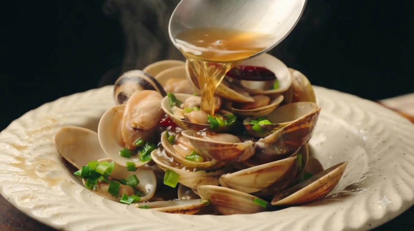 Małże Asari duszone w sake w stylu Midnight Diner (Asari no Sakamushi)