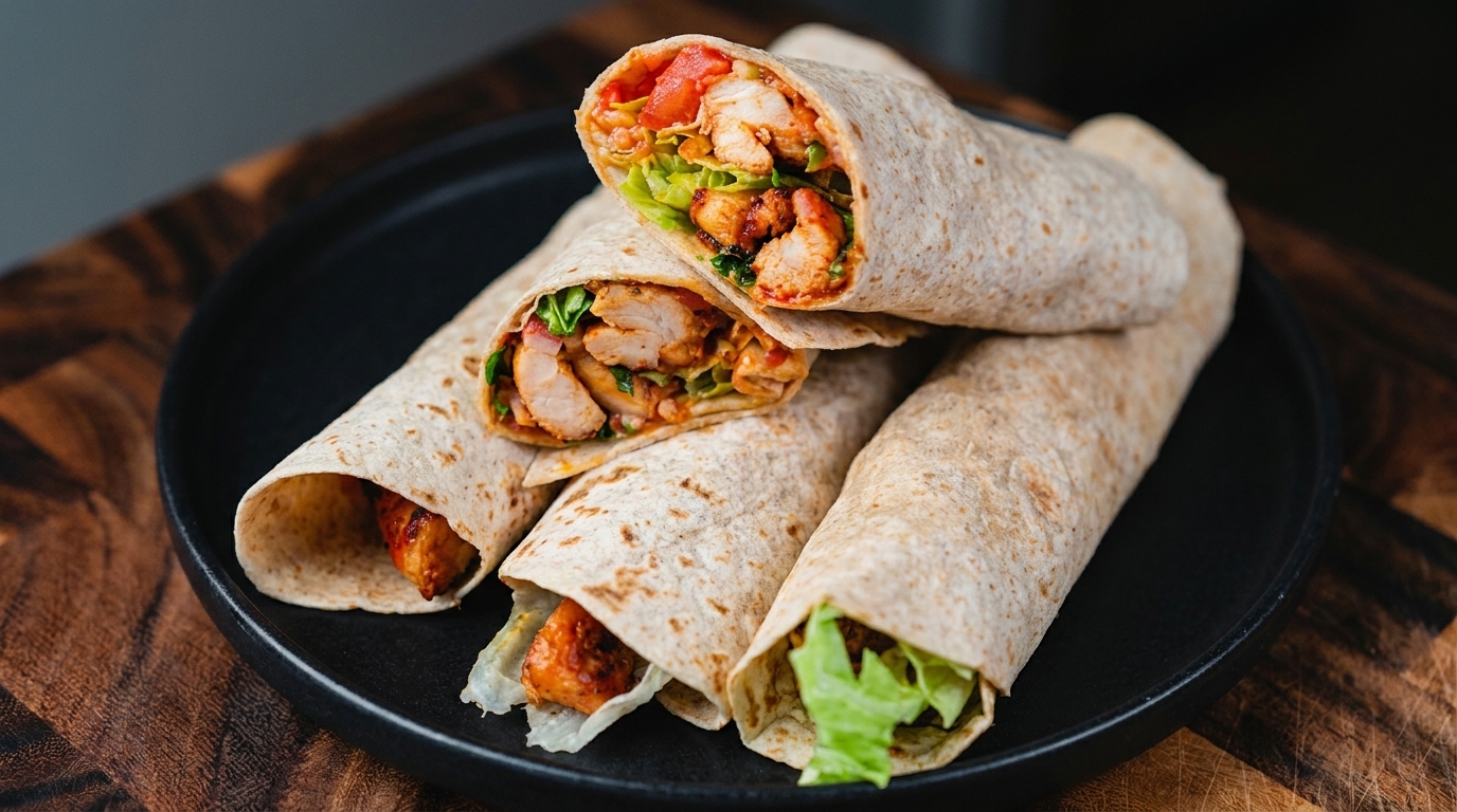 Łatwe domowe meksykańskie burritos z kurczakiem