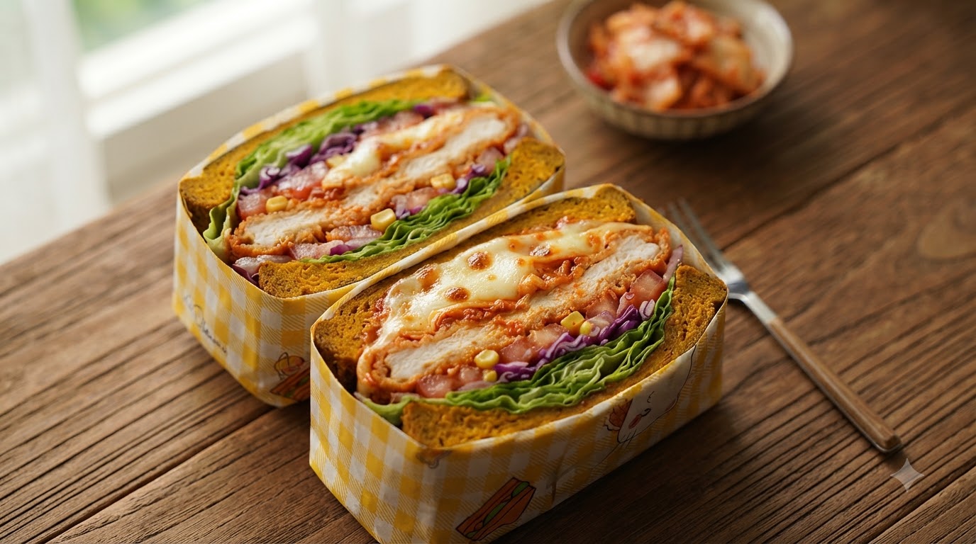 Koreański Kanapka z Kurczakiem, Kimchi i Serem