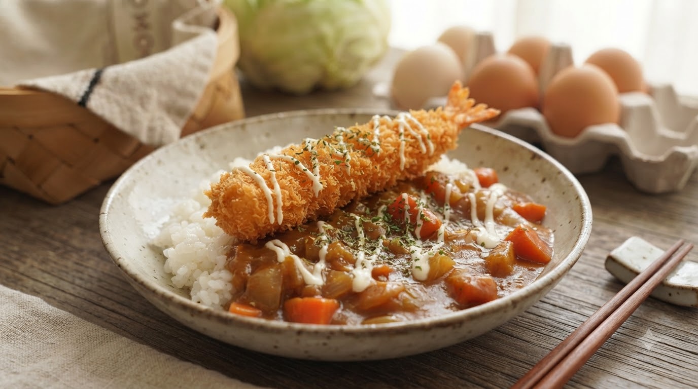 Ryż z Kotletem Krewetkowym w Kokosowym Curry