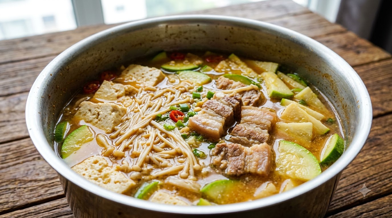 Autentyczny koreański gulasz z pasty sojowej (Doenjang-jjigae)