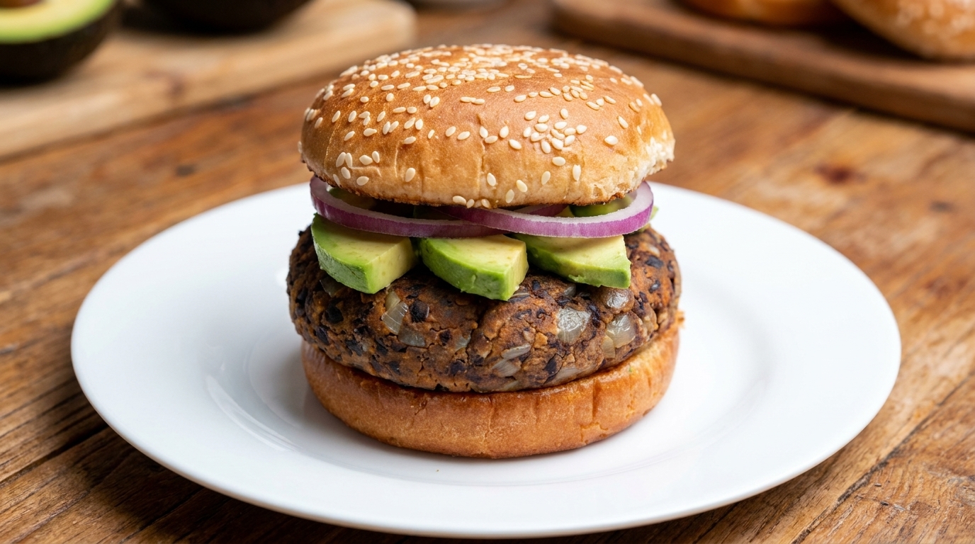 Klasyczny Domowy Burger z Czarnej Fasoli