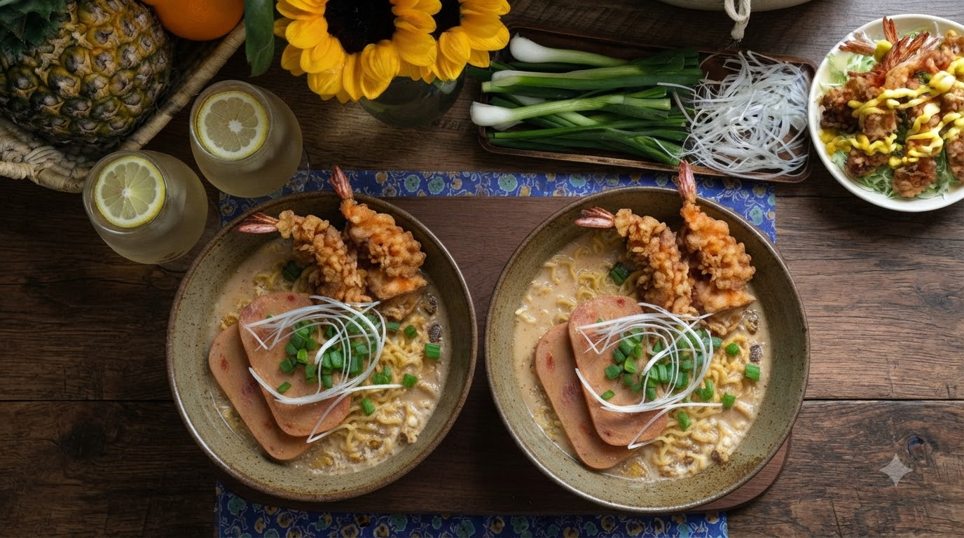 Chrupkie Krewetki w Tempurze i Ramen Tonkotsu