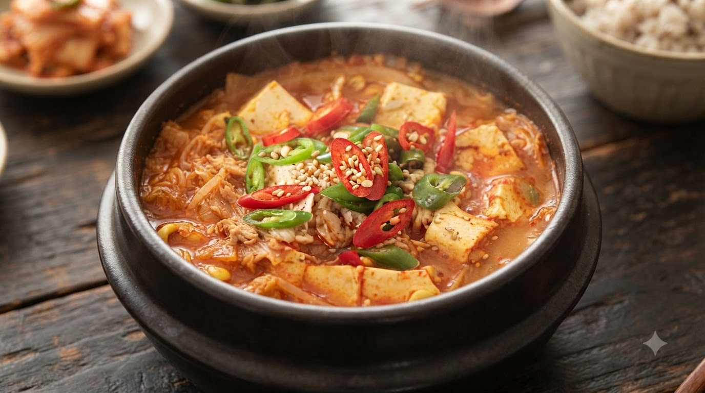 Zupa z Kimchi, Tuńczykiem i Tofu (Kimchi Jjigae)