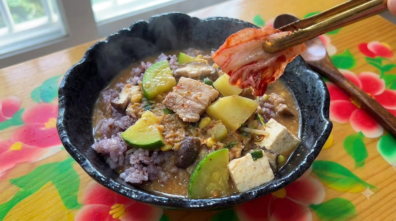 Tradycyjne koreańskie Doenjang Jjigae (gulasz z pasty sojowej)