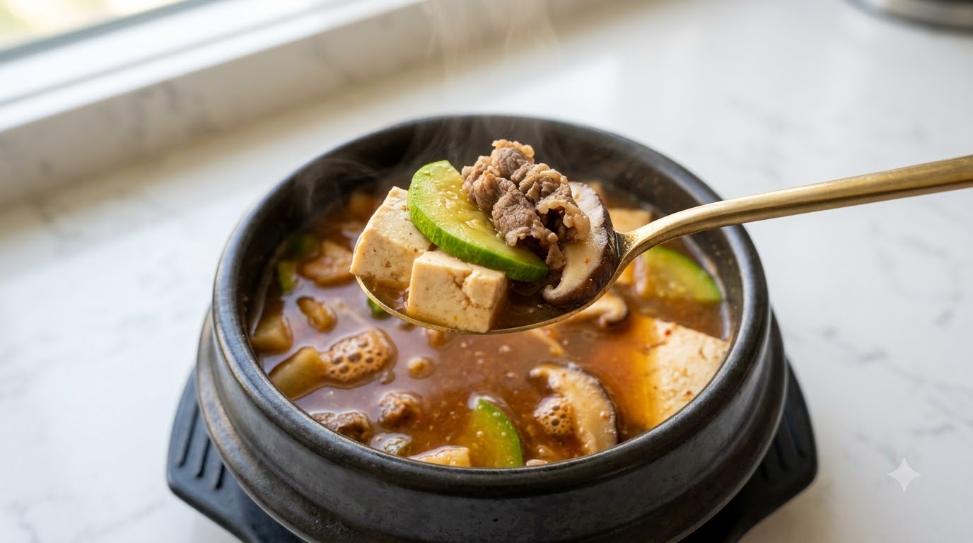 Klasyczne koreańskie doenjang jjigae (gulasz z pasty sojowej)