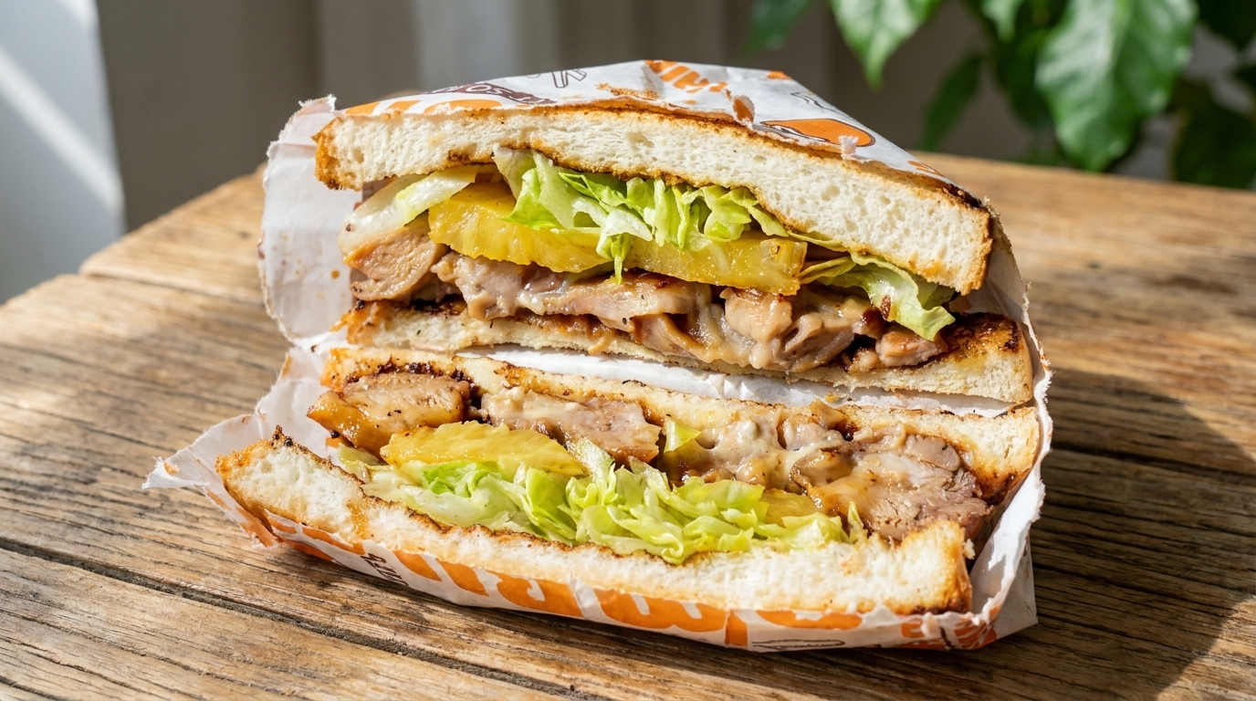 Kanapka z kurczakiem teriyaki i grillowanym ananasem