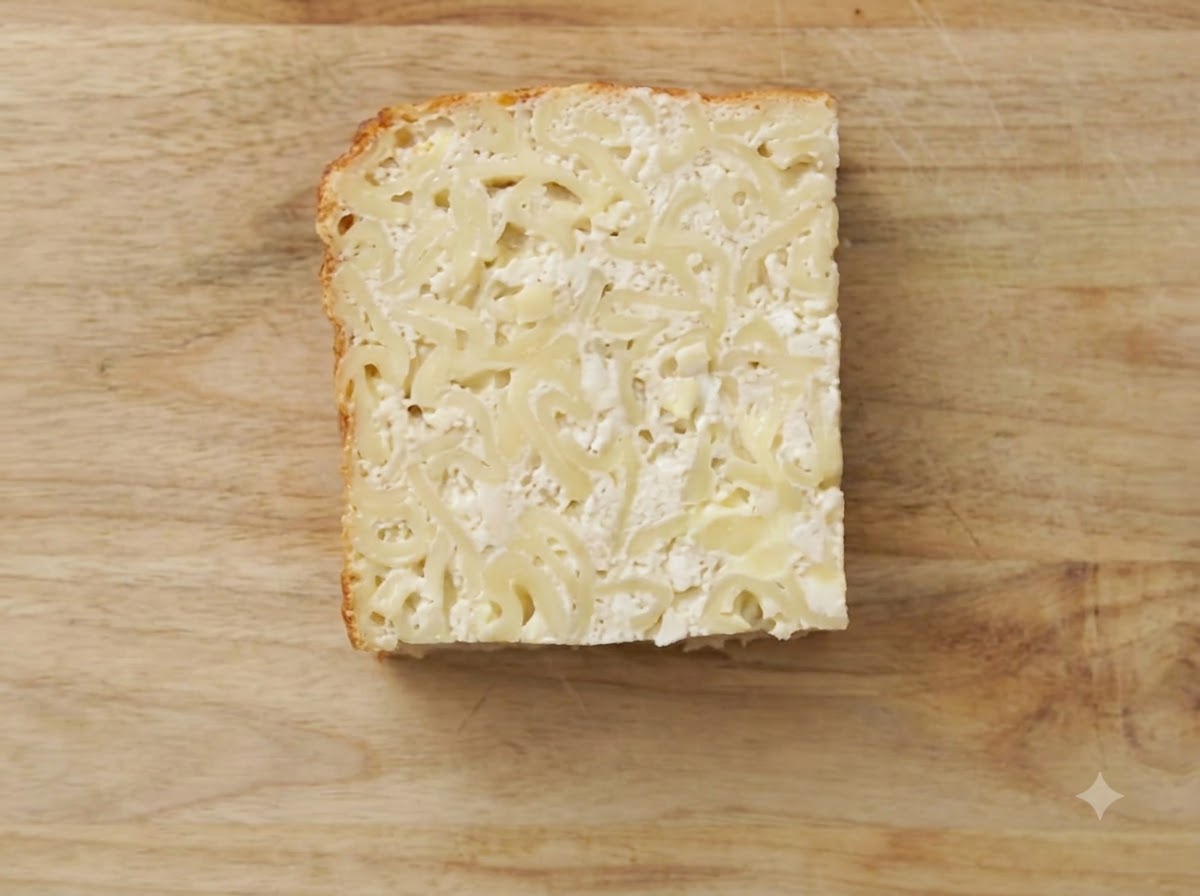 Kwadratowy plaster kugla smażący się na gorącej żeliwnej patelni.
