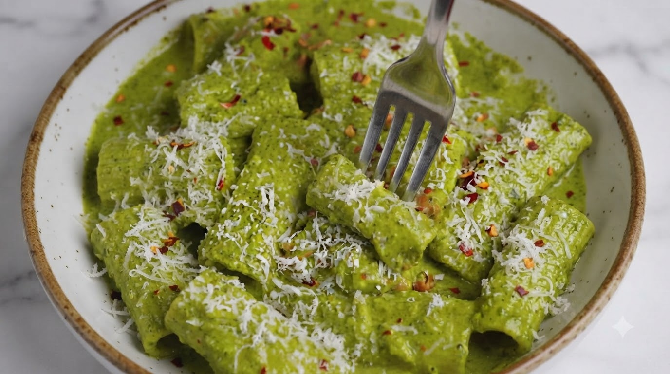 Pesto Rigatoni z Pomidorkami Koktajlowymi