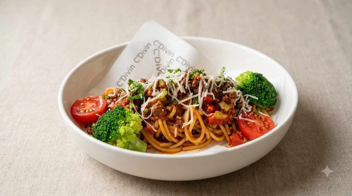 Klasyczne spaghetti z sosem pomidorowym i włoskim pesto