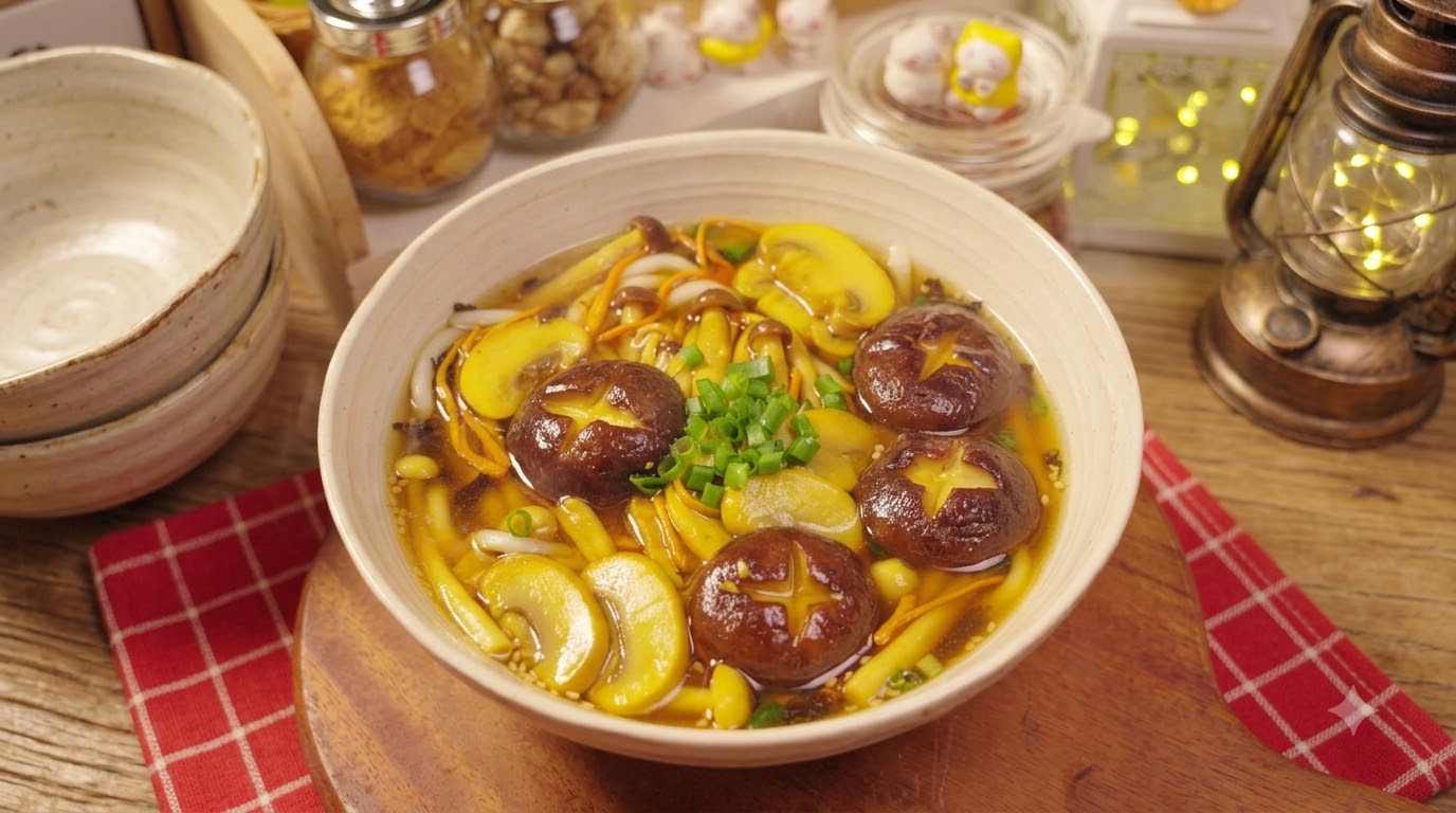 Wegańska Zupa Noodle z Świeżymi Grzybami