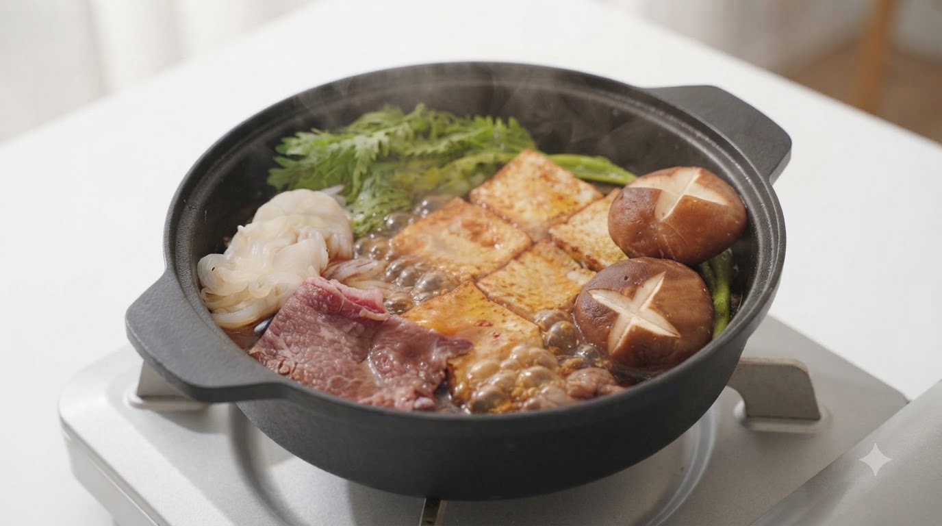 Autentyczny japoński hot pot sukiyaki