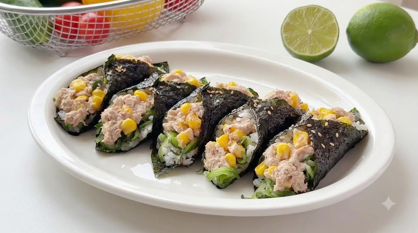 Szybkie i łatwe trójkątne sushi z tuńczykiem i ogórkiem