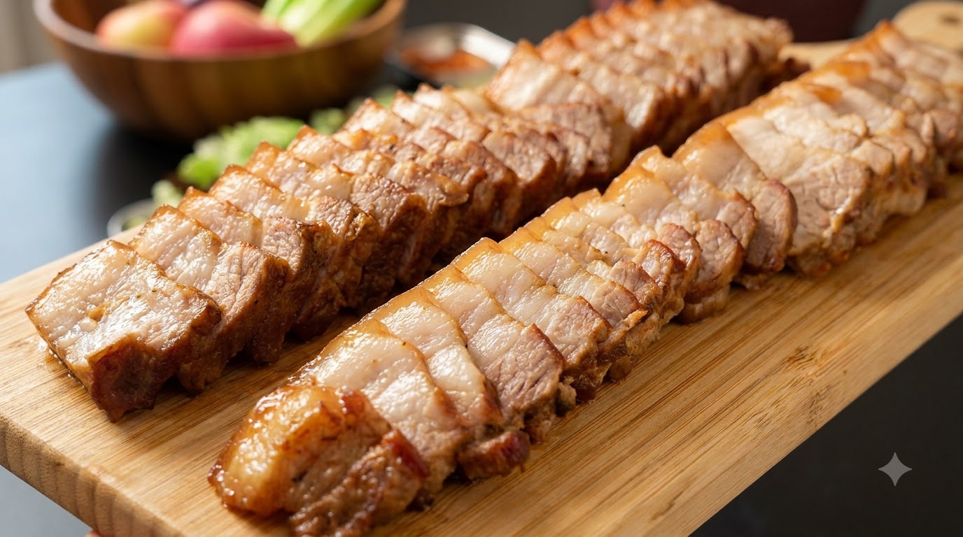 Koreański boczniak bez wody (Gotowany boczniak wieprzowy)