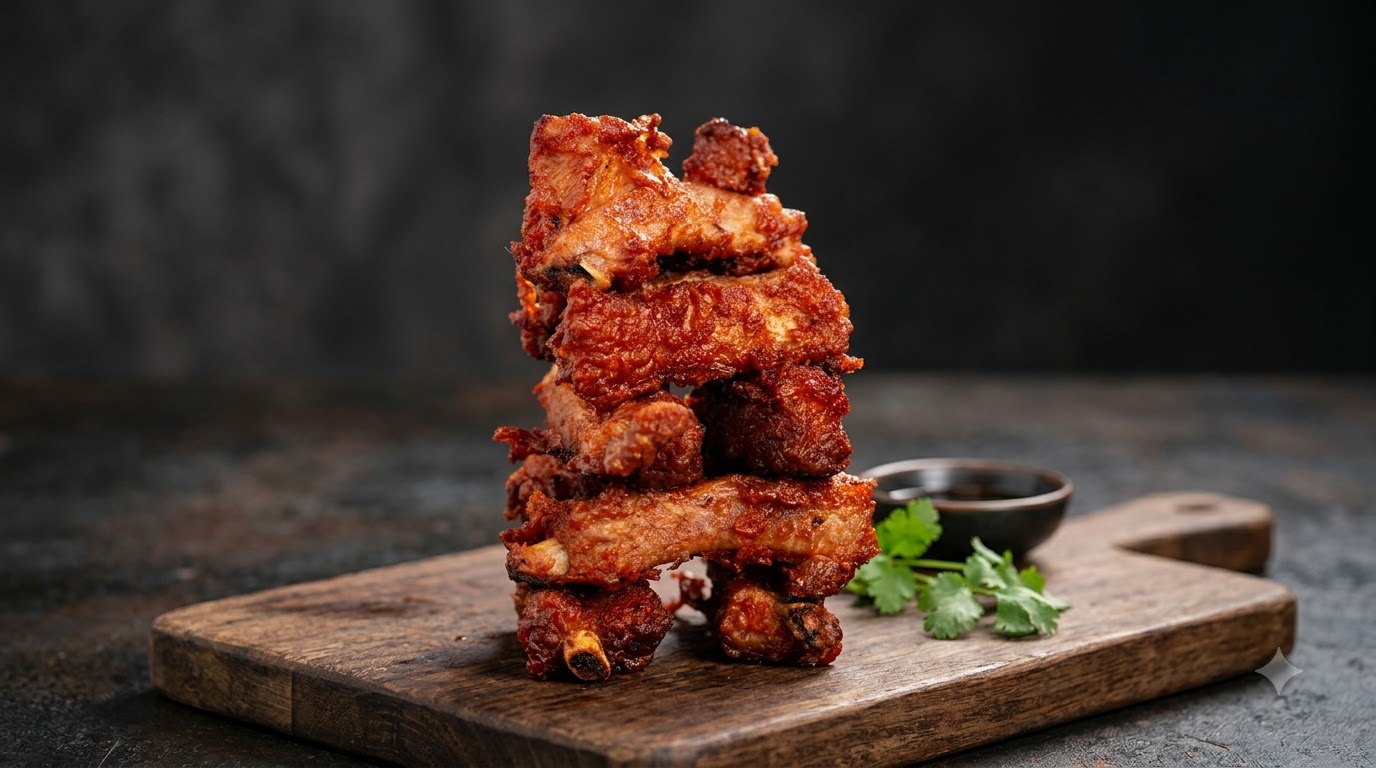 Smażone Żeberka Wieprzowe z Sfermentowanym Czerwonym Tofu