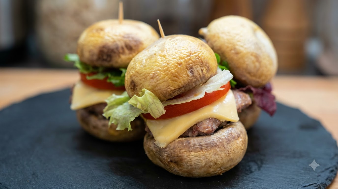 Chrupiące mini burgery z boczniaków z frytkownicy powietrznej
