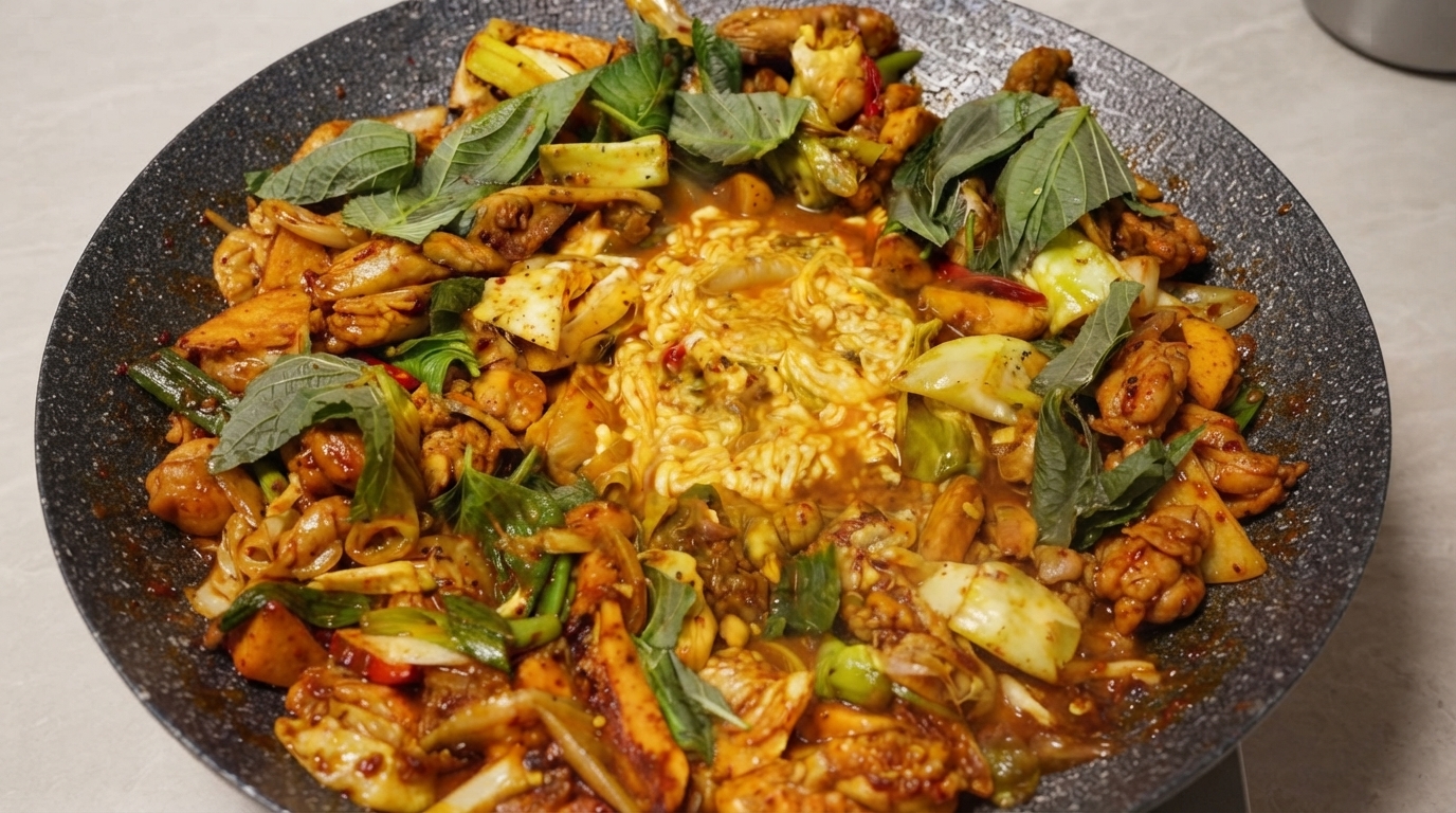 Serowe Dak-galbi (Koreańskie Pikantne Smażone Kurczak)
